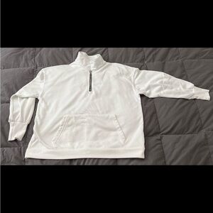 White Quarter Zip Sweatshirt with Pockets - Size Medium